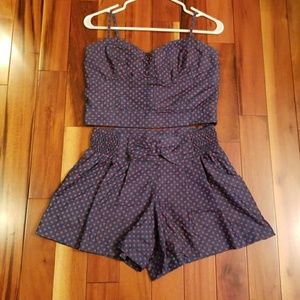 Denim/polka dot matching set